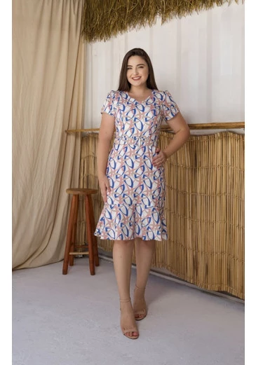 Vestido Valesca Tecido Crepe Estampado Maria Amore Primavera/Verão 2025