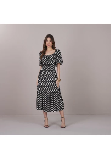 Vestido Marli Em Viscose Mia Preto Tatá Martello Primavera/Verão 2025