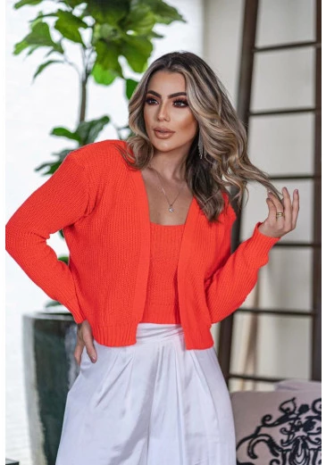 Twin Set Em Tricot Laranja Curto Outono/Inverno 2023