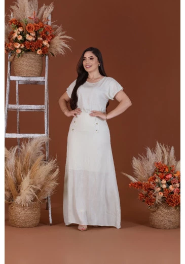 Conjunto Em Viscolinho Longo Off White  Mulher Morena Outono/Inverno 2025