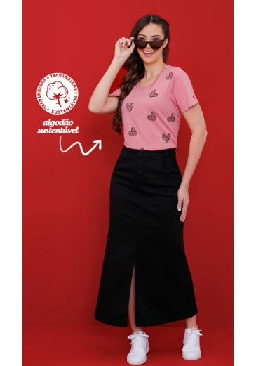 Blusa Agnes Em Malha Rosa Estampada Frontal Hapuk Outono/Inverno 2025