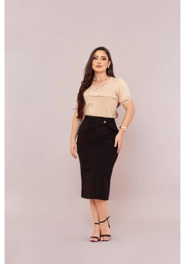 Blusa Confeccionada Em Viscose Chapagne Mulher Morena Outono/Inverno 2025