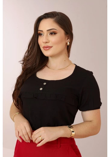 Blusa Confeccionada Em Viscose Preto Mulher Morena Outono/Inverno 2025