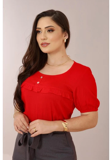 Blusa Confeccionada Em Viscose Vermelha  Mulher Morena Outono/Inverno 2025
