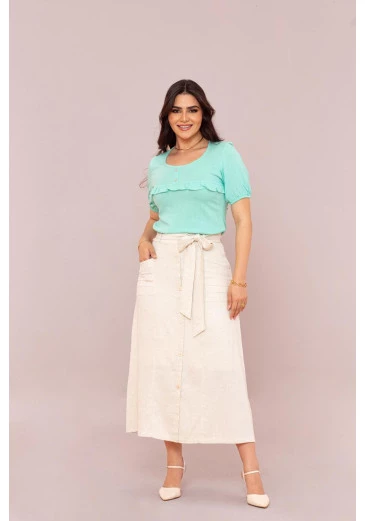 Blusa Confeccionada Em Viscose Verde Agua Mulher Morena Outono/Inverno 2025