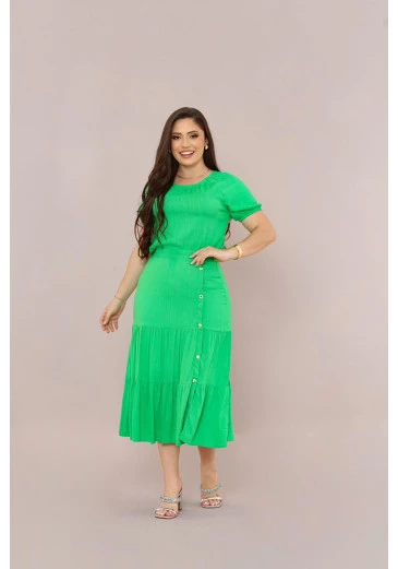 Conjunto Em Viscolinho Verde Mulher Morena Outono/Inverno 2025