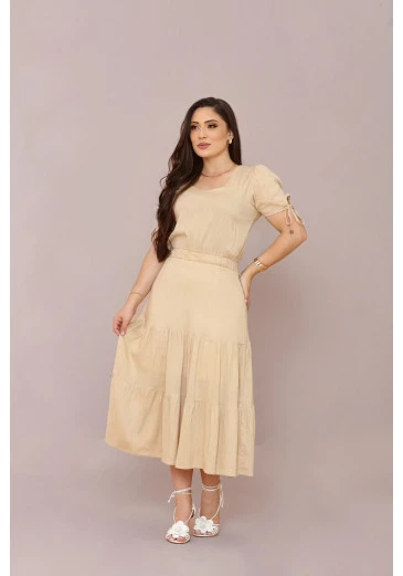 Vestido Em Viscose Champagne Mulher Morena Outono/Inverno 2025