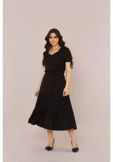 Vestido Em Viscose Preto Mulher Morena Outono/Inverno 2025