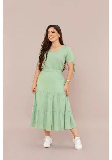 Vestido Em Viscose Pistache Mulher Morena Outono/Inverno 2025