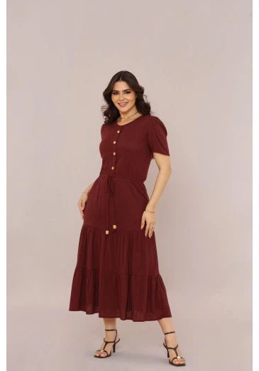Vestido Em Viscose Marrom Escuro Mulher Morena Outono/Inverno 2025