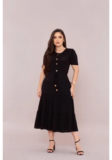 Vestido Em Viscose Preto Mulher Morena Outono/Inverno 2025
