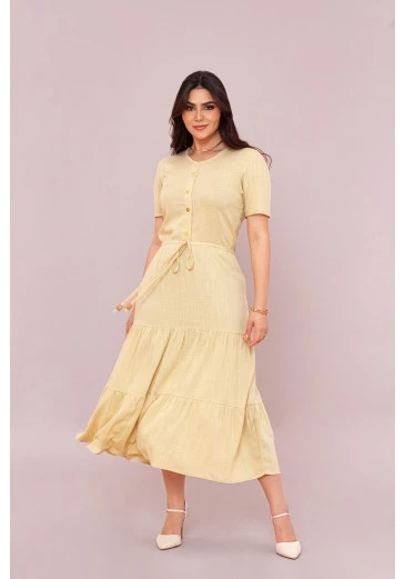 Vestido Em Viscose Champagne Mulher Morena Outono/Inverno 2025