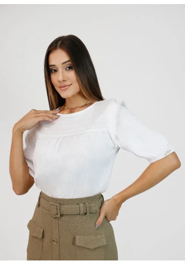Blusa Lilian Em Viscolinho Branca Nítido Outono/Inverno 2025