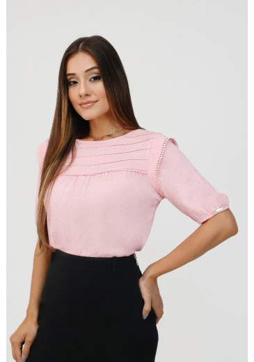 Blusa Lilian Em Viscolinho Rosa Nítido Outono/Inverno 2025