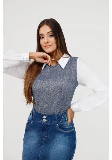 Blusa Sabrina Pullover Em Tricot Nítido Outono/Inverno 2025