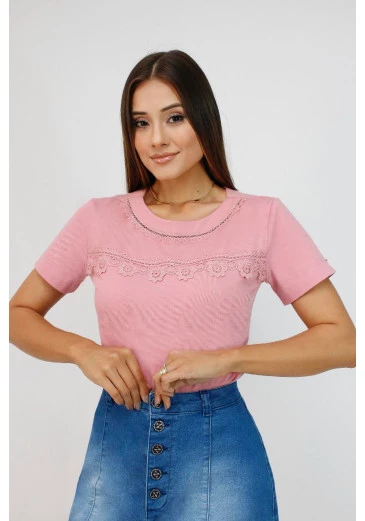 Blusa Marceli Em Malha Rosa Nítido Outono/Inverno 2025