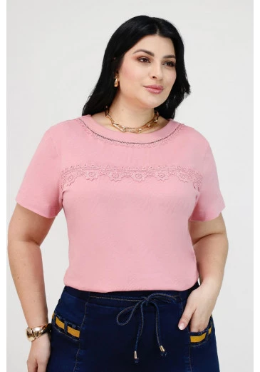 Blusa Marceli Plus Em Malha Rosa Nítido Outono/Inverno 2025