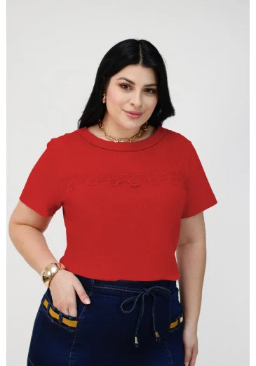 Blusa Marceli Plus Em Malha Vermelha Nítido Outono/Inverno 2025