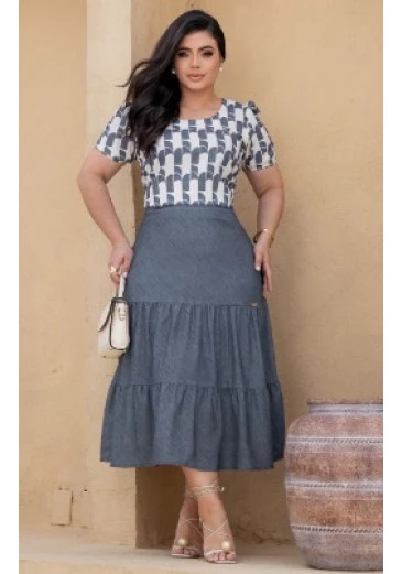 Conjunto Em Crepe Cinza Maria Amore Outono/Inverno 2025