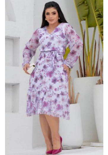 Vestido Fabiola Em Tule De Malha Maria Amore Outono/Inverno 2025
