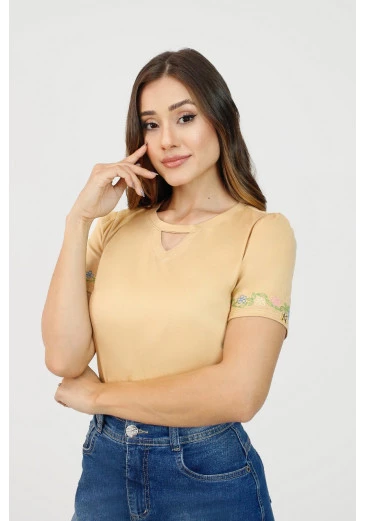 Blusa Maia Em Malha Peach Bege Nítido Outono/Inverno 2025