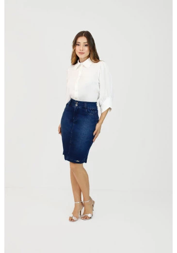 Saia Ivy Em Jeans Nítido Outono/Inverno 2025
