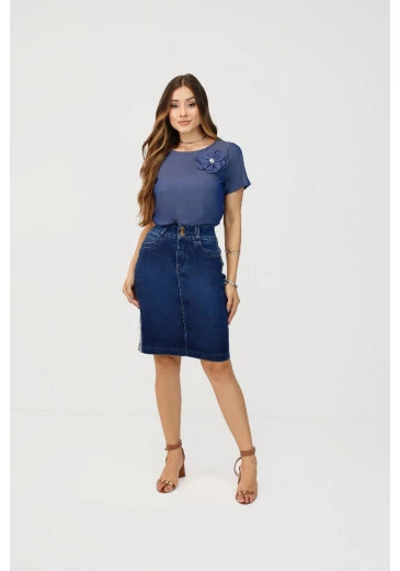 Saia Celia Jeans Nítido Outono/Inverno 2025