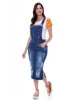 Salopete Midi Jeans Detalhe Puídos Hapuk