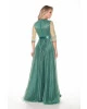 Vestido Longo Tule Bordado Verde Fasciniu's 
