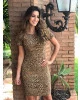 Vestido Tubinho Animal Print Clara Rosa
