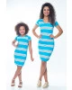 Vestido Hapuk Listrado Azul Mãe 59209 