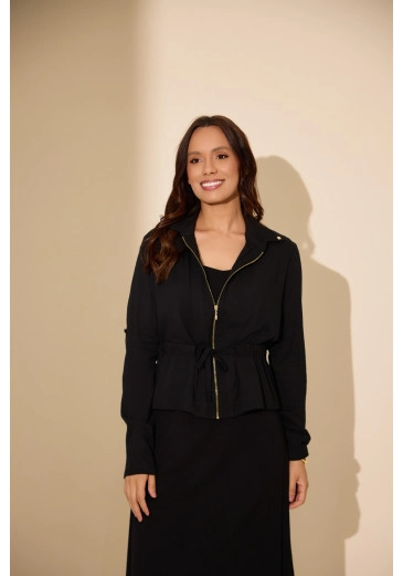 Vestido Lara Em Visco Twill Preto Jany Pim Outono/Inverno 2026