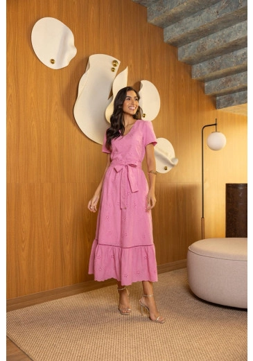 Vestido Heloisa Em Laise Rosa Jany Pim Primavera/Verão 2026