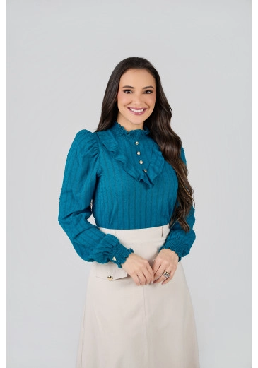 Blusa Vivian Em Algodão Dots Azul Tata Martello Primavera/Verão 2027
