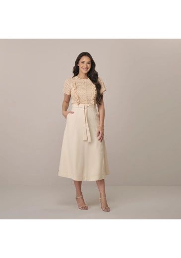 Saia Rubia Em Alfaiataria Pradaria Bege Tata Martello Primavera/Verão 2026