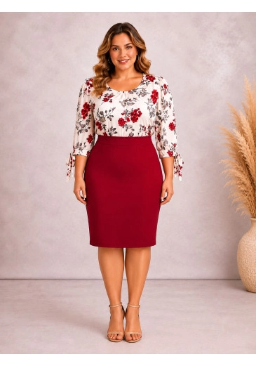 Blusa Regina Em Sedinha Estampada Vermelho Maria Amore Outono/Inverno 2026