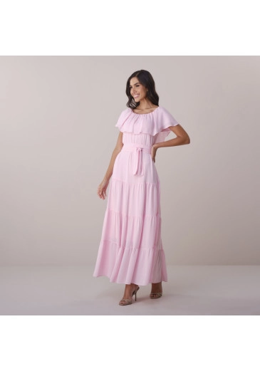 Vestido Miriam Em Crepe New Sabia Rosa Tatá Martello  Primavera/Verão 2026