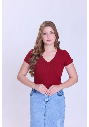 Blusa Raissa Em Malha Canelada Bordô Hapuk Outono/Inverno 2026