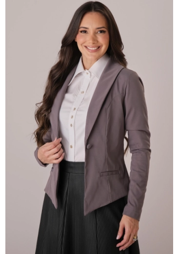 Blazer Rebeca Em Alfaiataria Cinza Tata Martello Outono/Inverno 2025