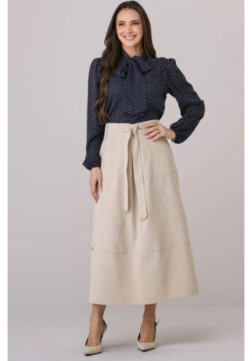 Saia Mirian Em Suede Bege Tata Martello Outono/Inverno 2026