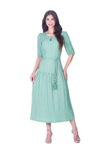 Vestido Thaisa Em Malha Texturizada Verde Hapuk Primavera/Verão 2026