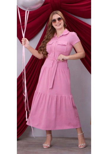 Vestido Carolina Em Malha Rosa Hapuk Outono/Inverno 2026