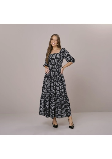 Vestido Joana Em Crepe Preto Tatá Martello Outono/Inverno 2025
