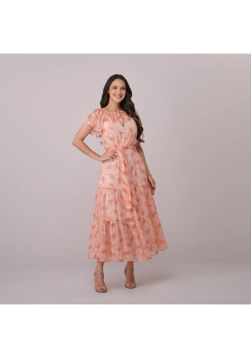 Vestido Dulce Em Iris Print Coral Tata Martello Primavera/Verão 2026