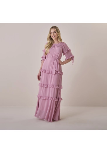 Vestido Cassia Em Chiffon Saab Rosa Tata Martello Primavera/Verão 2026