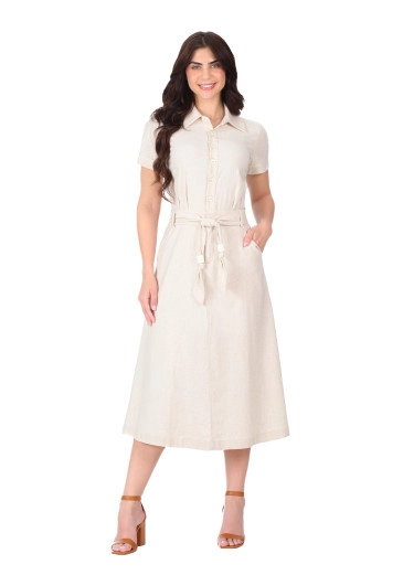 Vestido Marli Em Linho Com Viscose Cru Hapuk Primavera/Verão 2026