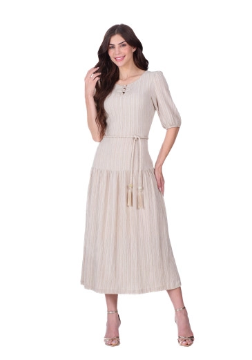 Vestido Thaisa Em Malha Texturizada Bege Hapuk Primavera/Verão 2026