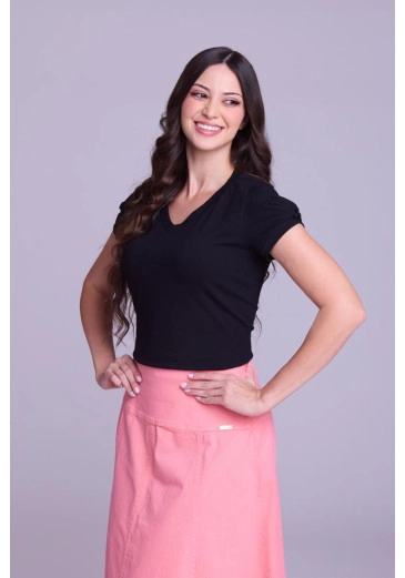 Blusa Leticia Em Malha Cotton Preto Hapuk Primavera/Verão 2026