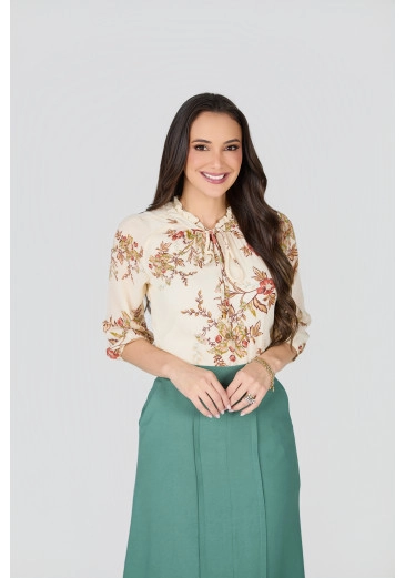 Blusa Cassia Em Ava Print Creme Tata Martello Primavera/Verão 2027