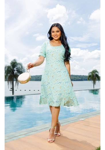 Vestido Raíssa Em Viscose Estampado Maria Amore Alto Verão 2025